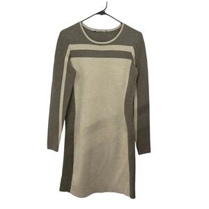 Athleta Fitted Sweater Dress S Wool Blend Neutral‎ Minimalist Colorblock Capsule